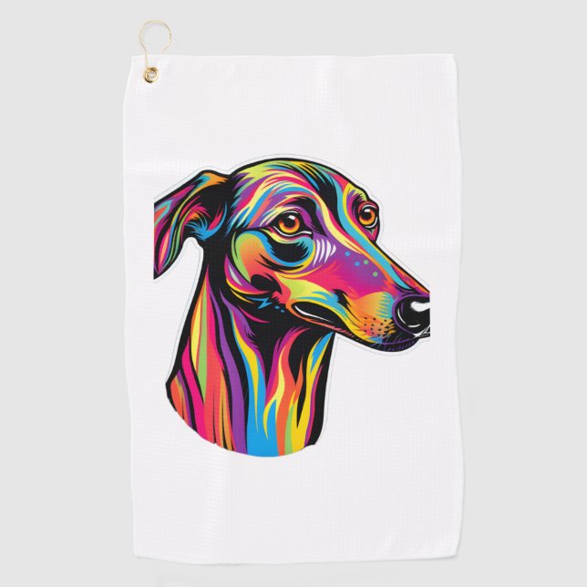 Neon Greyhound Golfhandtuch (Vorderseite)