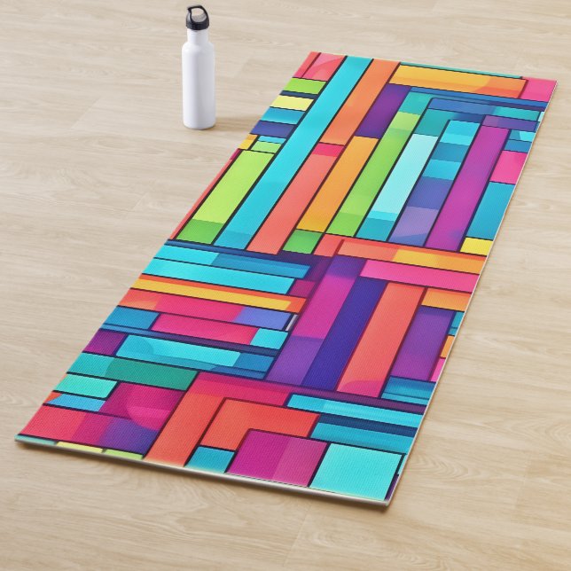 Neon Grid - Abstraktes Mosaik Yogamatte (Beispiel)