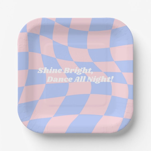 Neon Groovy Disco Geburtstag Pappteller (Vorderseite)