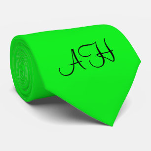 Neon Grün Farbe Trendige Mode Monogramm Elegant Krawatte