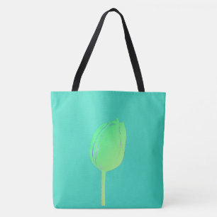Neon Grün Floral Tulpe Abstract Teal Geschenk Tasche