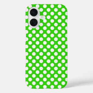 Neon Grün mit weißen Tupfen iPhone 16 Hülle