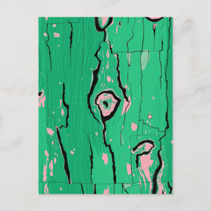Neon Grün Pop Art Holzkorn abstrakt Bark Postkarte