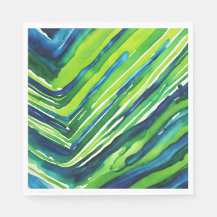 Neon Grün und Dunkelblau Streifen Kunst Serviette