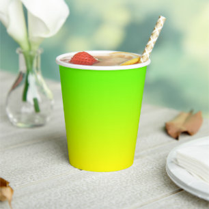 Neon Grün und Neon Gelb Ombré Farbverlauf Pappbecher