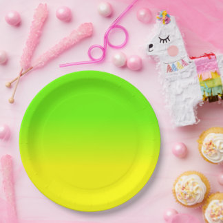Neon Grün und Neon Gelb Ombré Farbverlauf Pappteller