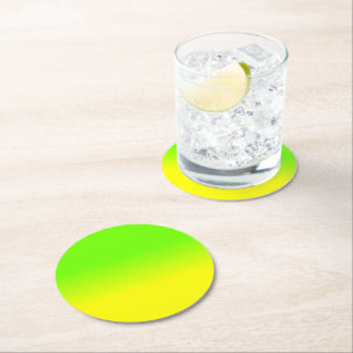 Neon Grün und Neon Gelb Ombré Farbverlauf Runder Pappuntersetzer