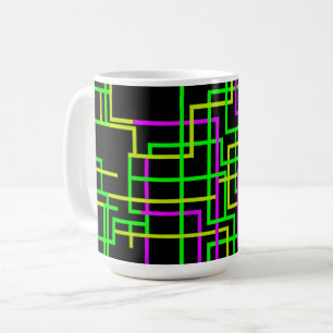 Neon Grün und Pink Geometrisch Kaffeetasse