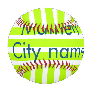 Neon-grüne gelbe Retro-Streifen fügen Name Stadtor Baseball