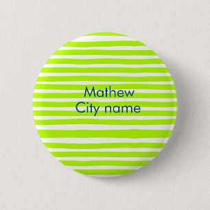 Neon-grüne gelbe Retro-Streifen fügen Namen Stadt Button