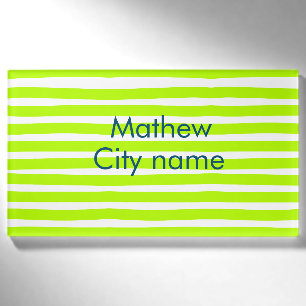 Neon-grüne gelbe Retro-Streifen fügen Namen Stadto Namenschild
