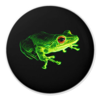 Neon-grüner elektrischer Laubfrosch - Leuchtendes Keramikknauf