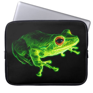 Neon-grüner elektrischer Laubfrosch - Leuchtendes  Laptopschutzhülle