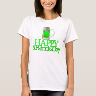 Neon Grünes Bier Verschwommen Fröhlicher St. Patri T-Shirt