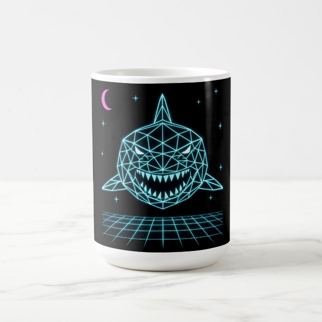 Neon-Hai-Synthwave - Retro-Ozean-Raubtier Kaffeetasse (Mittel)