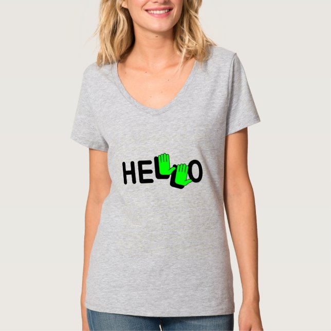Neon Hallo Hände T-Shirt (Vorderseite)
