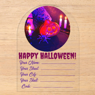 Neon-Halloween-Kürbisse Acryleinladungen