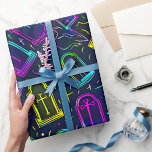 Neon-Halloween-Muster Geschenkpapier