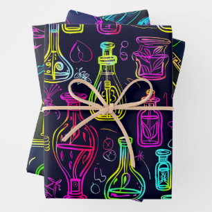 Neon-Halloween-Muster Geschenkpapier Set