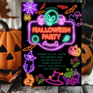 Neon Halloween Party Invitation