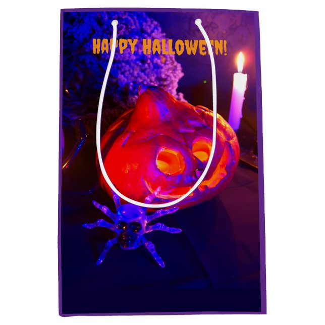 Neon Halloween pumpkins Mittlere Geschenktüte (Vorderseite)