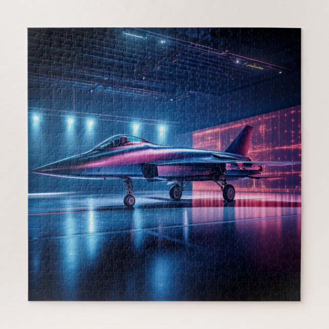 Neon Hangar Jet - Cyberpunk Puzzle (Vertikal)