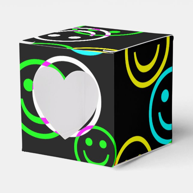 Neon Happy Face Collage Geschenkboxen Geschenkschachtel (Vorderseite)