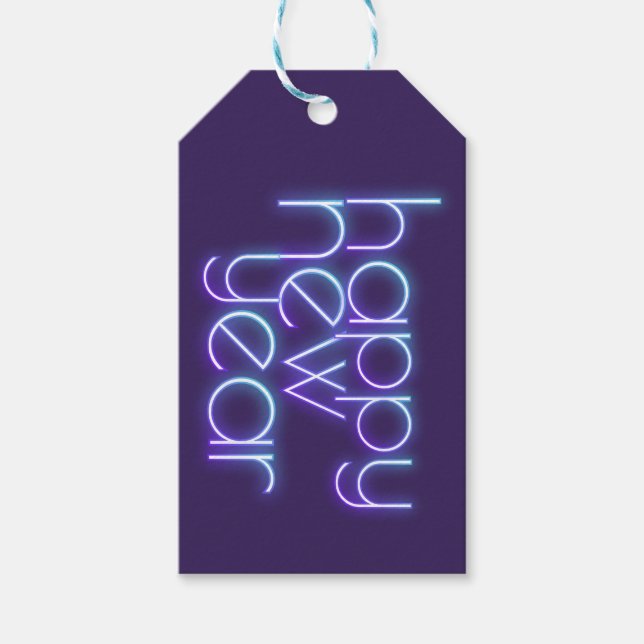 Neon Happy New Year Geschenkanhänger (Vorderseite)