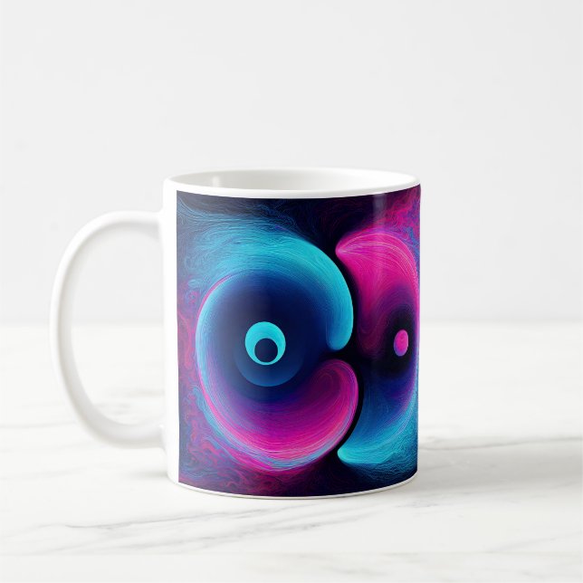 Neon Harmony: Eine moderne Interpretation von Yin  Kaffeetasse (Links)