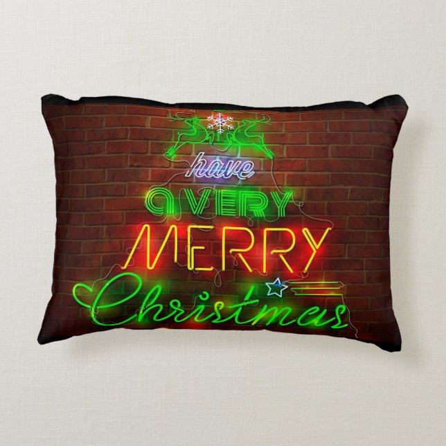 Neon hat ein sehr frohes Weihnachtsfest Zierkissen (Rückseite)