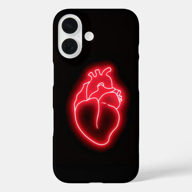 Neon Heart iPhone 16 Hülle (Rückseite)