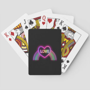 Neon Heart on Rainbow Spielkarten