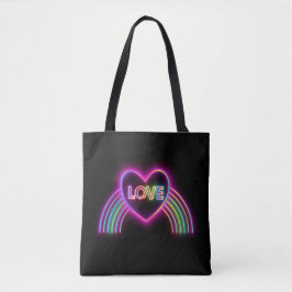 Neon Heart on Rainbow Tasche