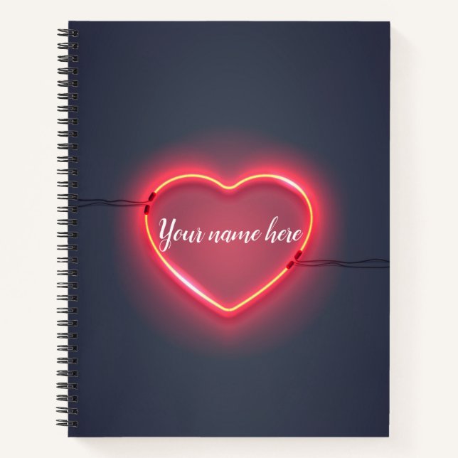 Neon Heart Sign Notizbuch (Vorderseite)