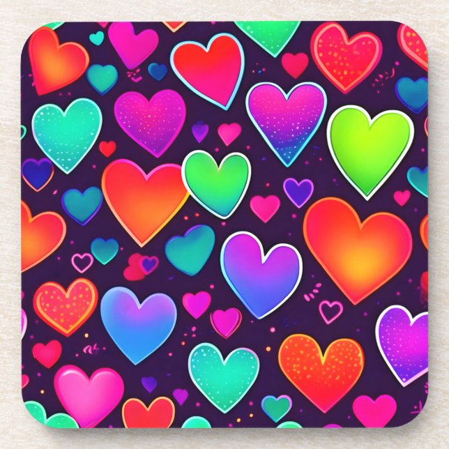 Neon Heart Symphony Getränkeuntersetzer (Vorderseite)