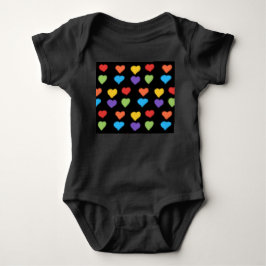 Neon Hearts Baby Bodysuit (Black Multi) Baby Strampler