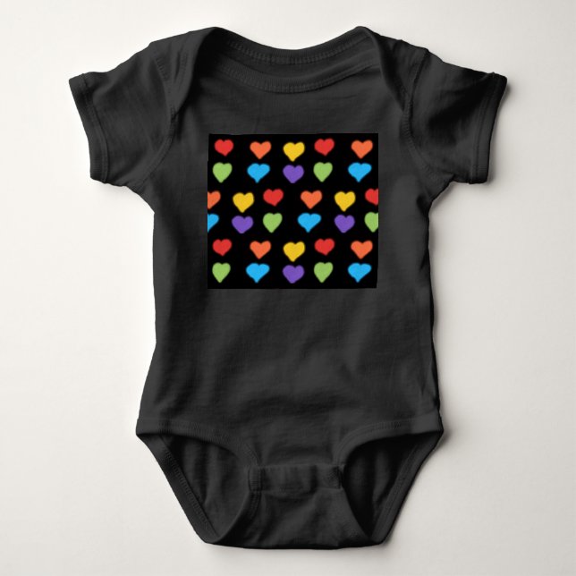 Neon Hearts Baby Bodysuit (Black Multi) Baby Strampler (Vorderseite)