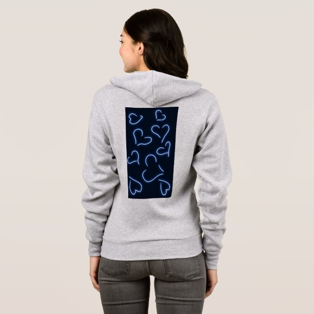 Neon Hearts Blue Hoodie (Schwarz voll)