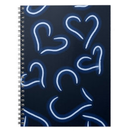 Neon Hearts Blue Notizblock