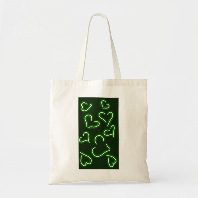 Neon Hearts Green Tragetasche (Vorne)