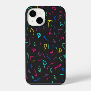 Neon-Helle Markierungen auf Schwarz iPhone 14 Hülle