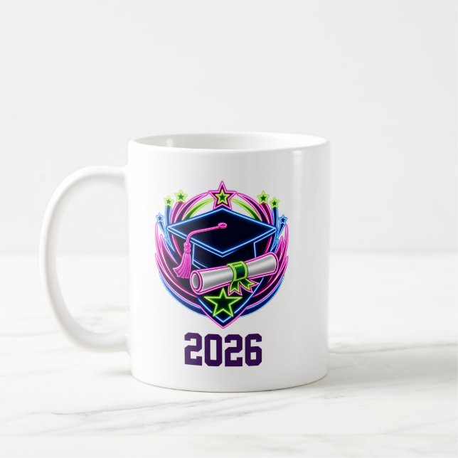 Neon-Helligkeit Abschluss-Logo Kaffeetasse (Links)