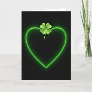 Neon-Herz-Kleeblatt-Glückskarte Karte