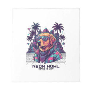 Neon Heul Retro K9 Einheit Hunde Sonnenbrille Palm Notizblock