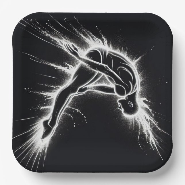 Neon High Diver on Black Pappteller (Vorderseite)