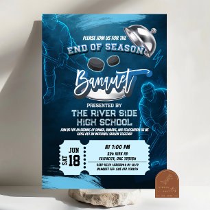 Neon Hockey Fin de saison Banquet Party Invitation