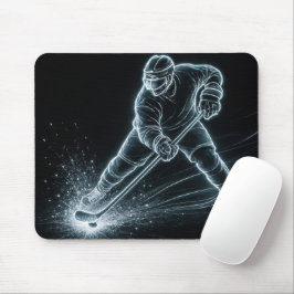 Neon-Hockeyspieler auf Eis Mousepad