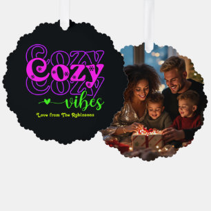 Neon Holiday Glow Cozy Vibes Retro Weihnachtsfest Ornament Karte