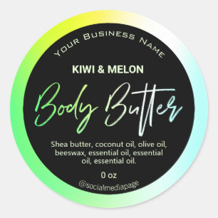 Neon Holographic and Black Body Butter Labels Runder Aufkleber