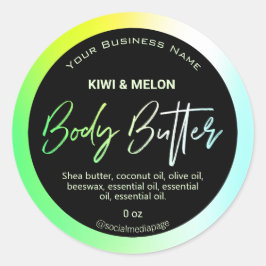 Neon Holographic and Black Body Butter Labels Runder Aufkleber